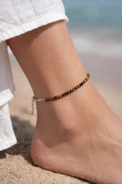 MantraMani® Tigers Eye Anklet- Confidence, Success, Protection, Power, Education and Career for Anklet
