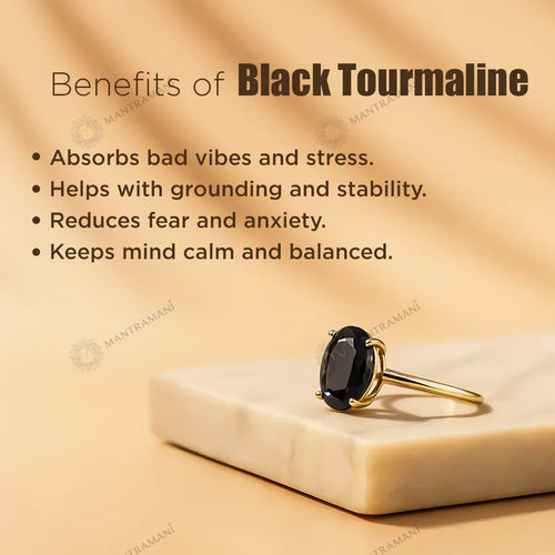 MantraMani® Black Tourmaline Ring: Protect from Psychic attacks & Negative Engery