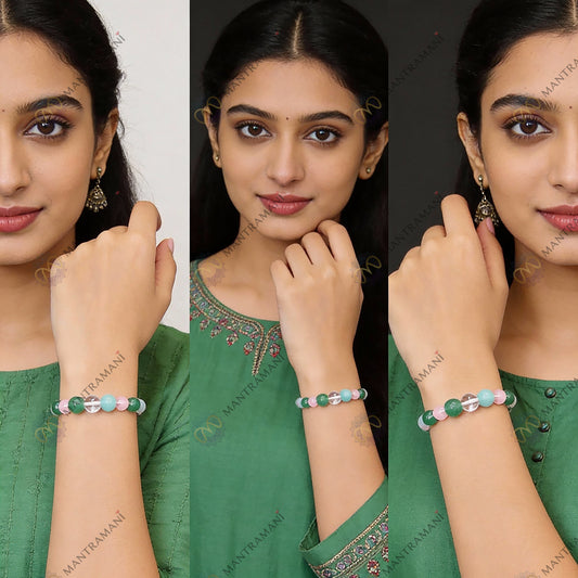 Virgo Zodiac Birthstone Crystal Bracelet- 8 mm- Kanya Rashi Crystal Bracelet