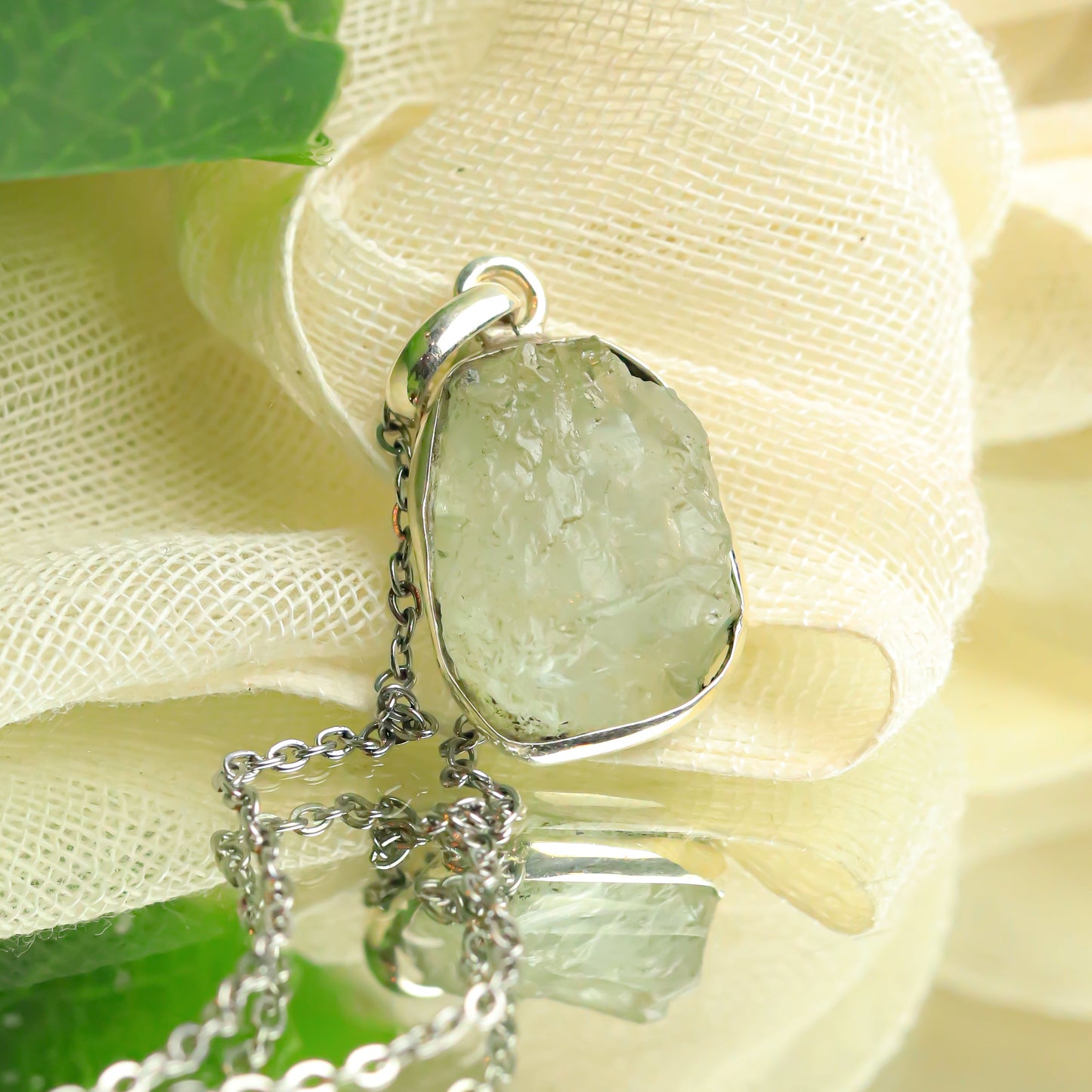 MantraMani® Aquamarine Crystal Silver Pendant
