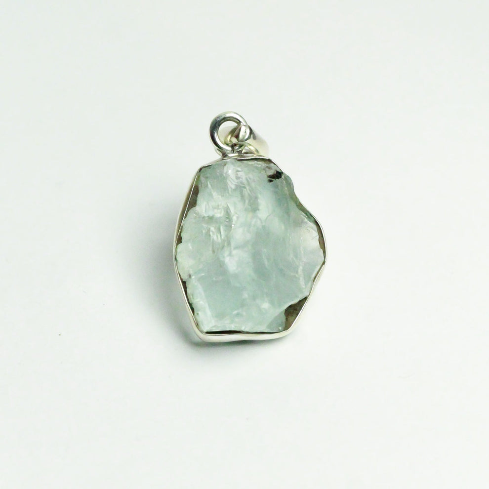 MantraMani® Aquamarine Crystal Silver Pendant