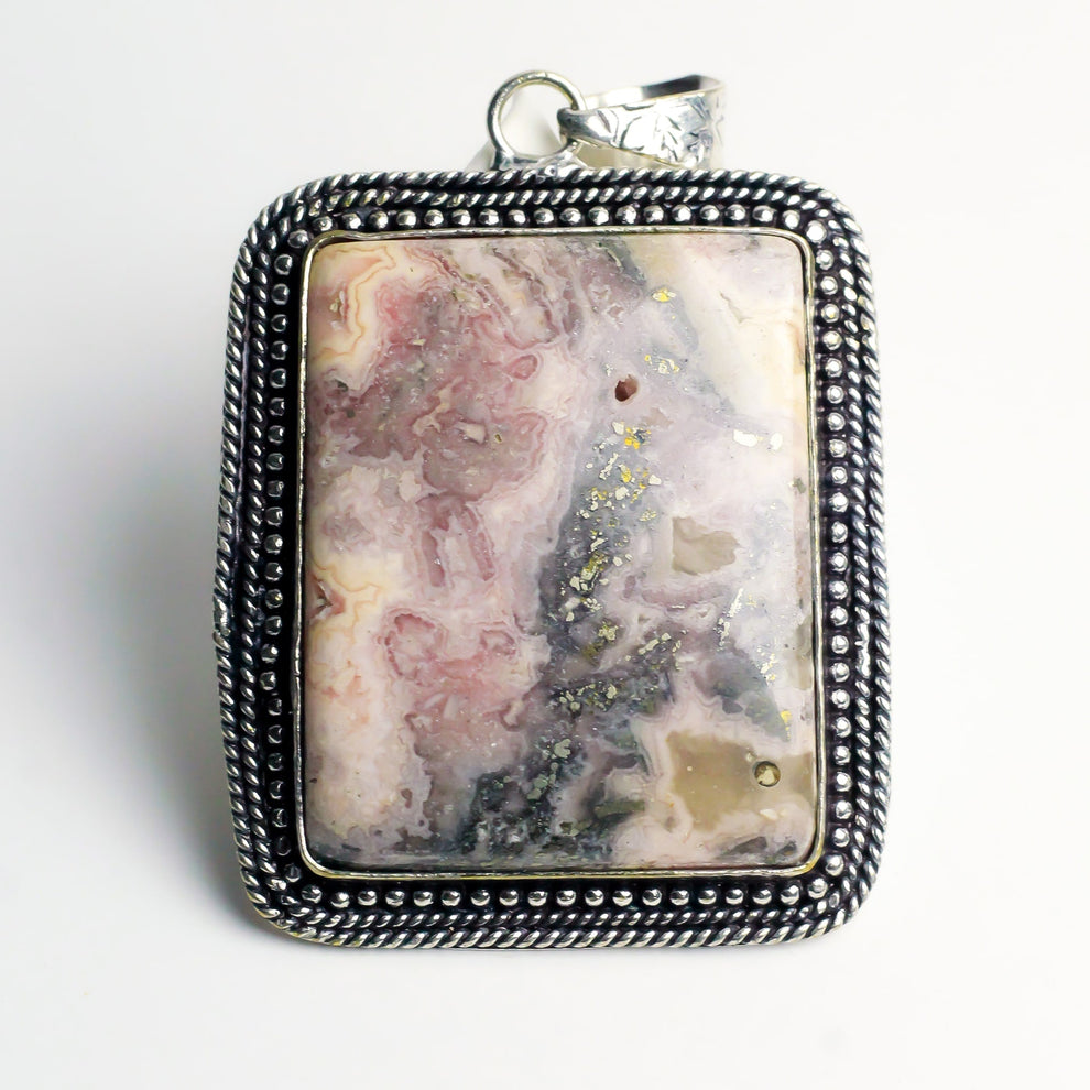MantraMani® Rhodochrosite Crystal Pendant