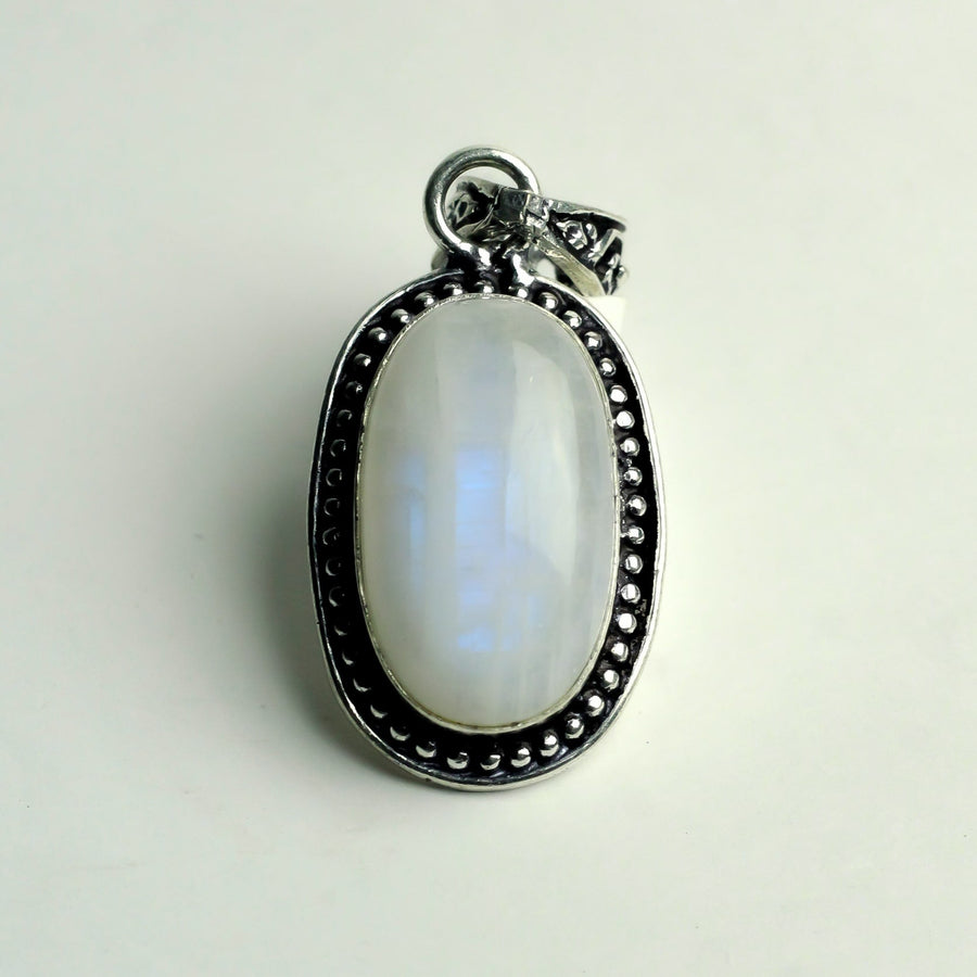 MantraMani® Moonstone Crystal Pendant | Natural Gemstone Necklace for Intuition, Balance & Spiritual Jewelry