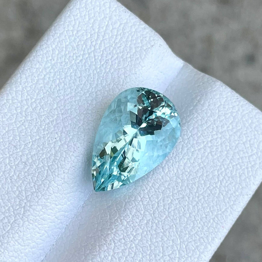 MantraMani® 5.11 Carat Blue Aquamarine Pear Cut Natural Loose Gemstone