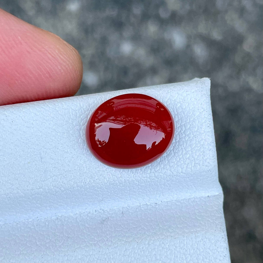 MantraMani® 3.42 Carat Red Carnelian Cabochon Cut Natural Loose Gemstone