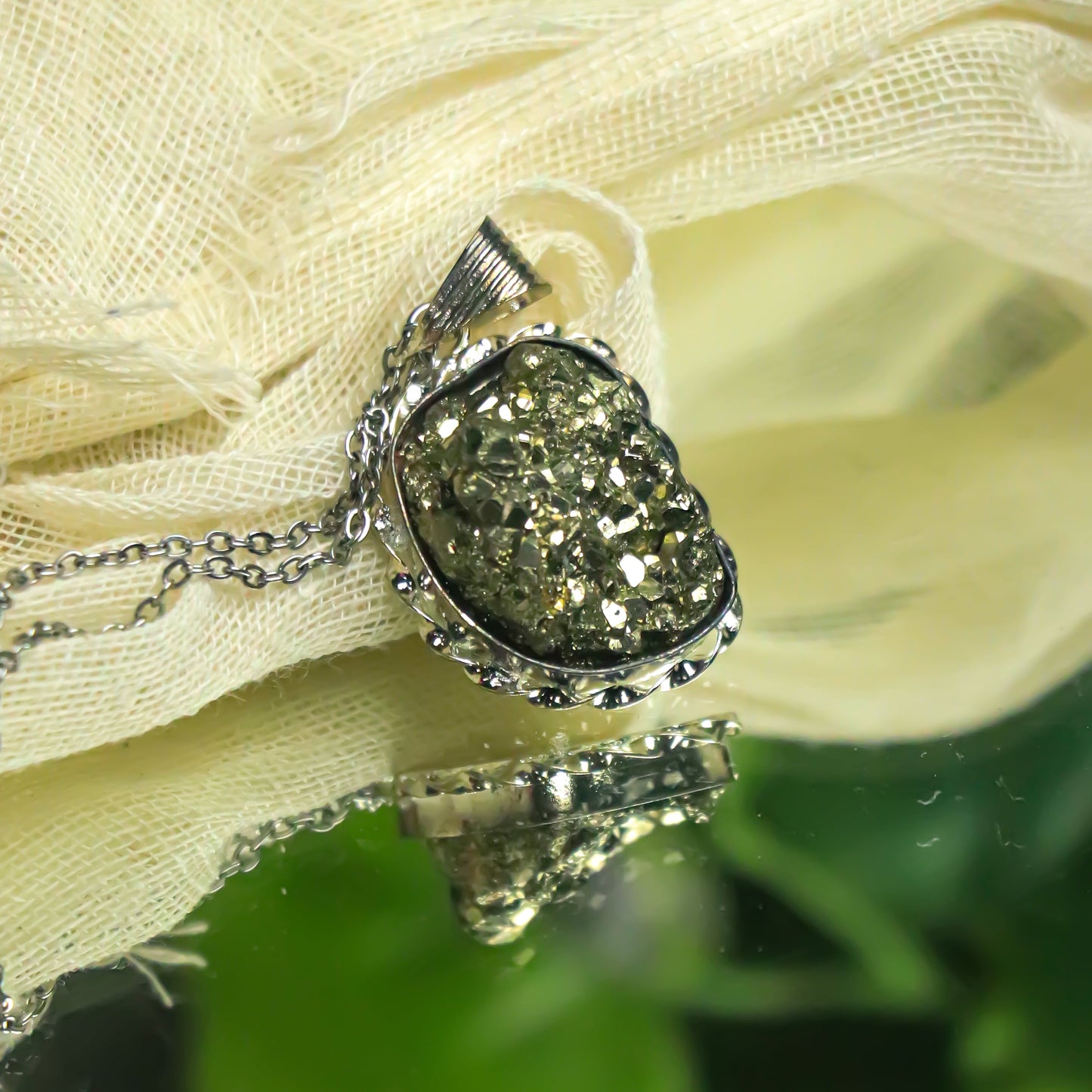 MantraMani Pyrite Crystal Fancy Pendant