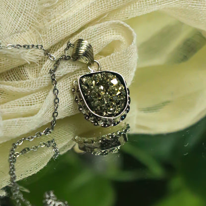 MantraMani Pyrite Crystal Fancy Pendant