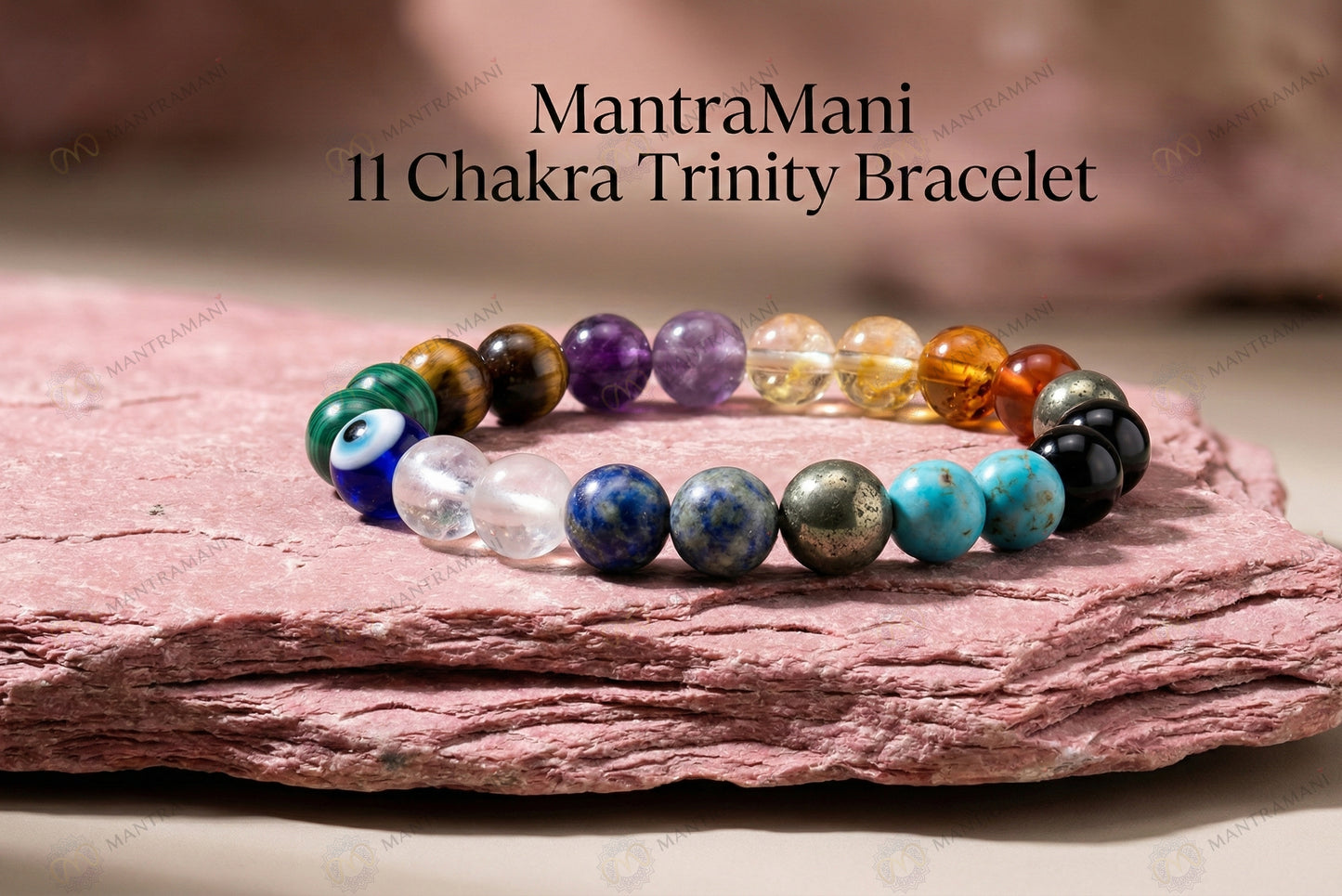 MantraMani® 11-Chakra Trinity™ Bracelet – Shakti-Setu Aura Balance Universal Energy Bracelet | Natural Crystal Healing Stones for Balance, Protection, Confidence & Spiritual Growth