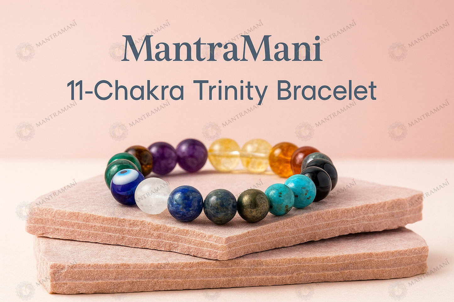 MantraMani® 11-Chakra Trinity™ Bracelet – Shakti-Setu Aura Balance Universal Energy Bracelet | Natural Crystal Healing Stones for Balance, Protection, Confidence & Spiritual Growth