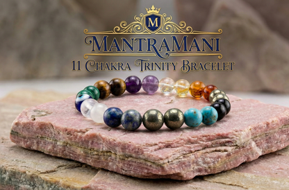 MantraMani 11-Chakra Trinity™ Bracelet – Shakti-Setu Aura Balance Universal Energy Bracelet | Natural Crystal Healing Stones for Balance, Protection, Confidence & Spiritual Growth |