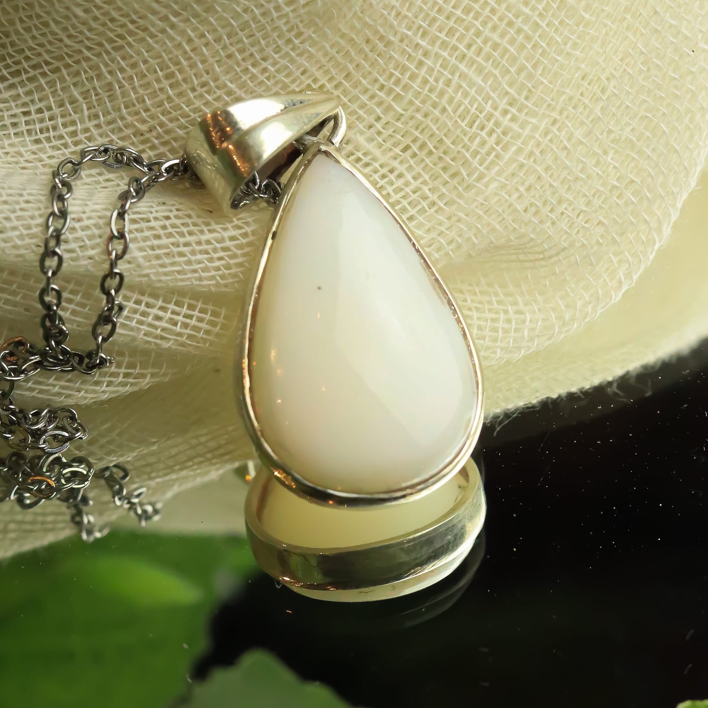 MantraMani® Ethiopian Fire Opal Crystal Silver Pendant
