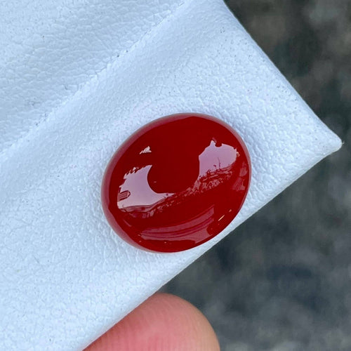 MantraMani® 3.42 Carat Red Carnelian Cabochon Cut Natural Loose Gemstone