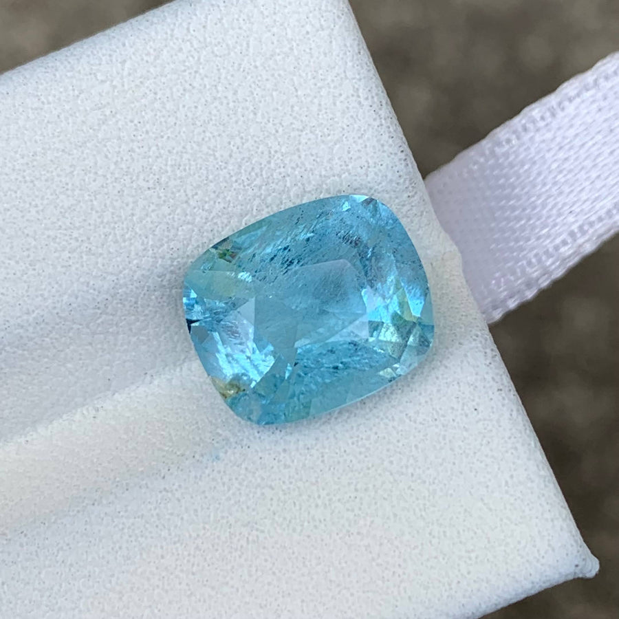 MantraMani® 4.07 Carat Blue Aquamarine Cushion Cut Natural Loose Gemstone
