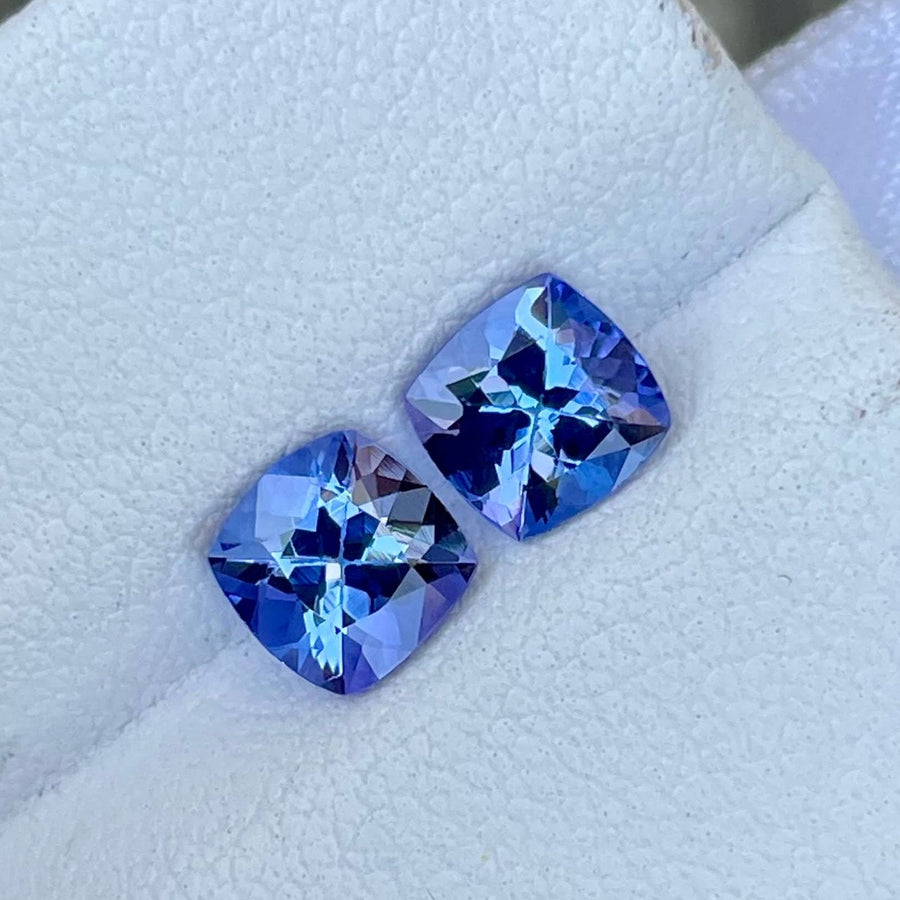 MantraMani® 1.85 Carat Blue Tanzanite Cushion Cut Natural Loose Gemstone
