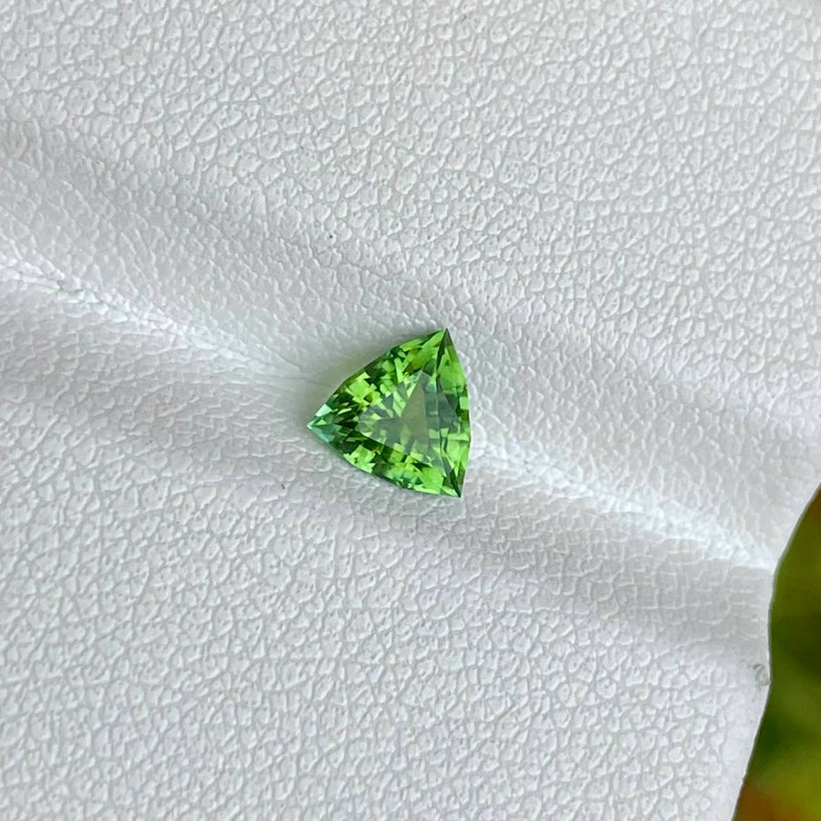 MantraMani® 0.66 Carat Green Tourmaline Trillion Cut Natural Loose Gemstone