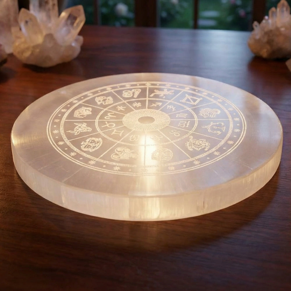 MantraMani® SELENITE (Chandramani) – Plate | Cleansing, Charging other crystals,