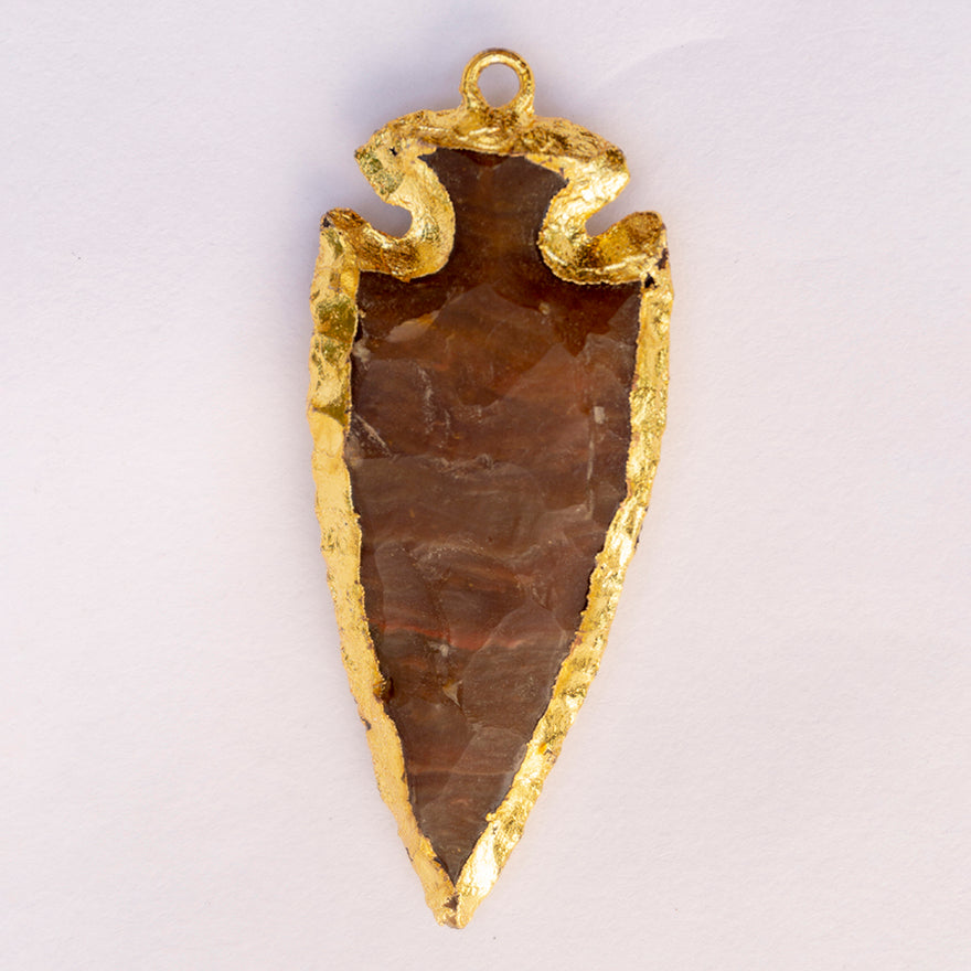 MantraMani® Red Carnelian Crystal Flat Arrowhead Pendant