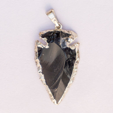 MantraMani® Black Obsidian Crystal Arrowhead Pendant