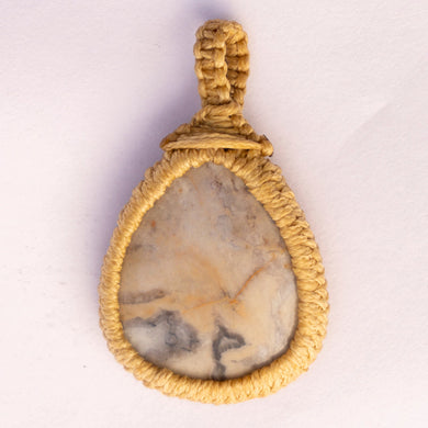 MantraMani® Indian Agate Crystal Crochet Pendant