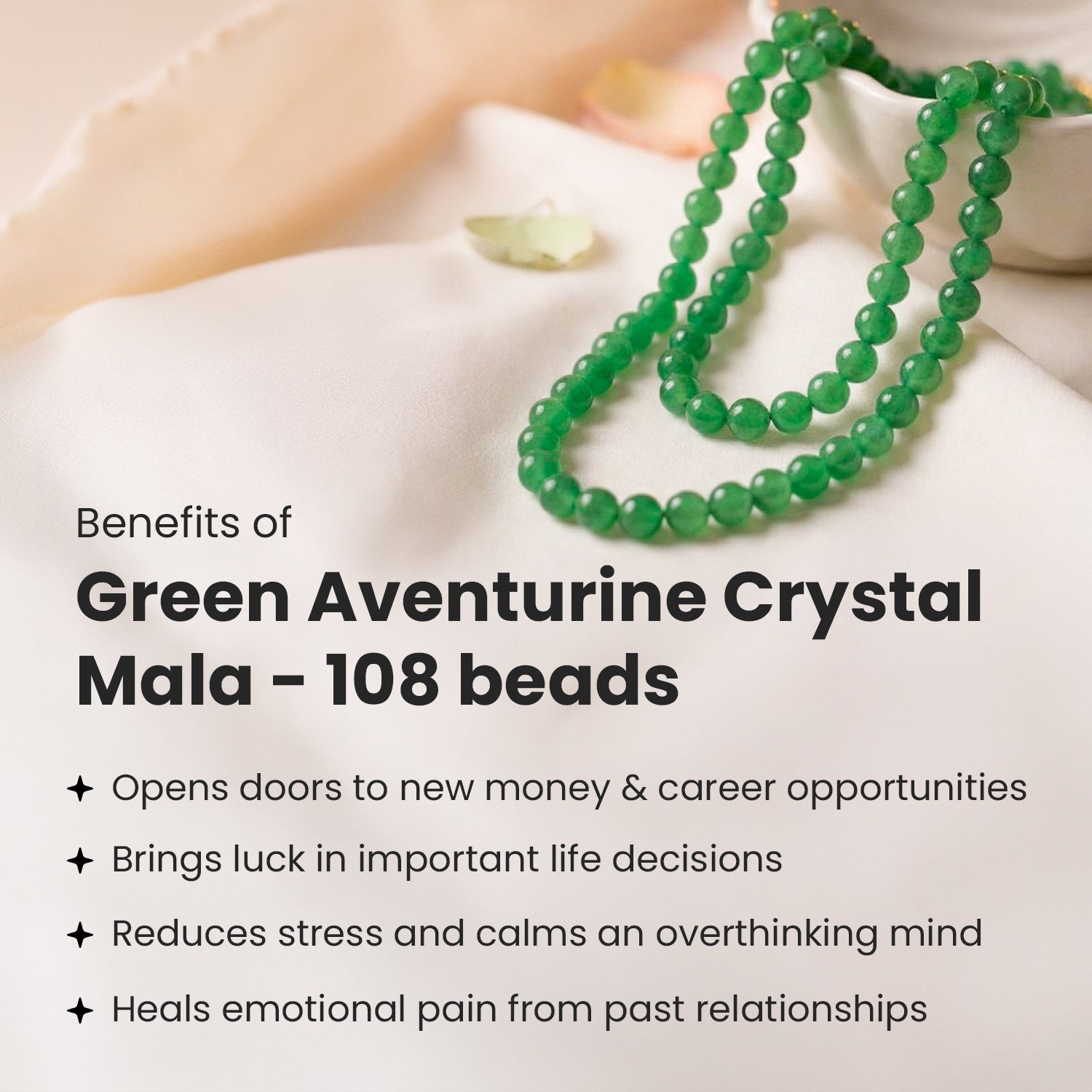 MantraMani® Green Aventurine Mala - 8mm || 108 Beads