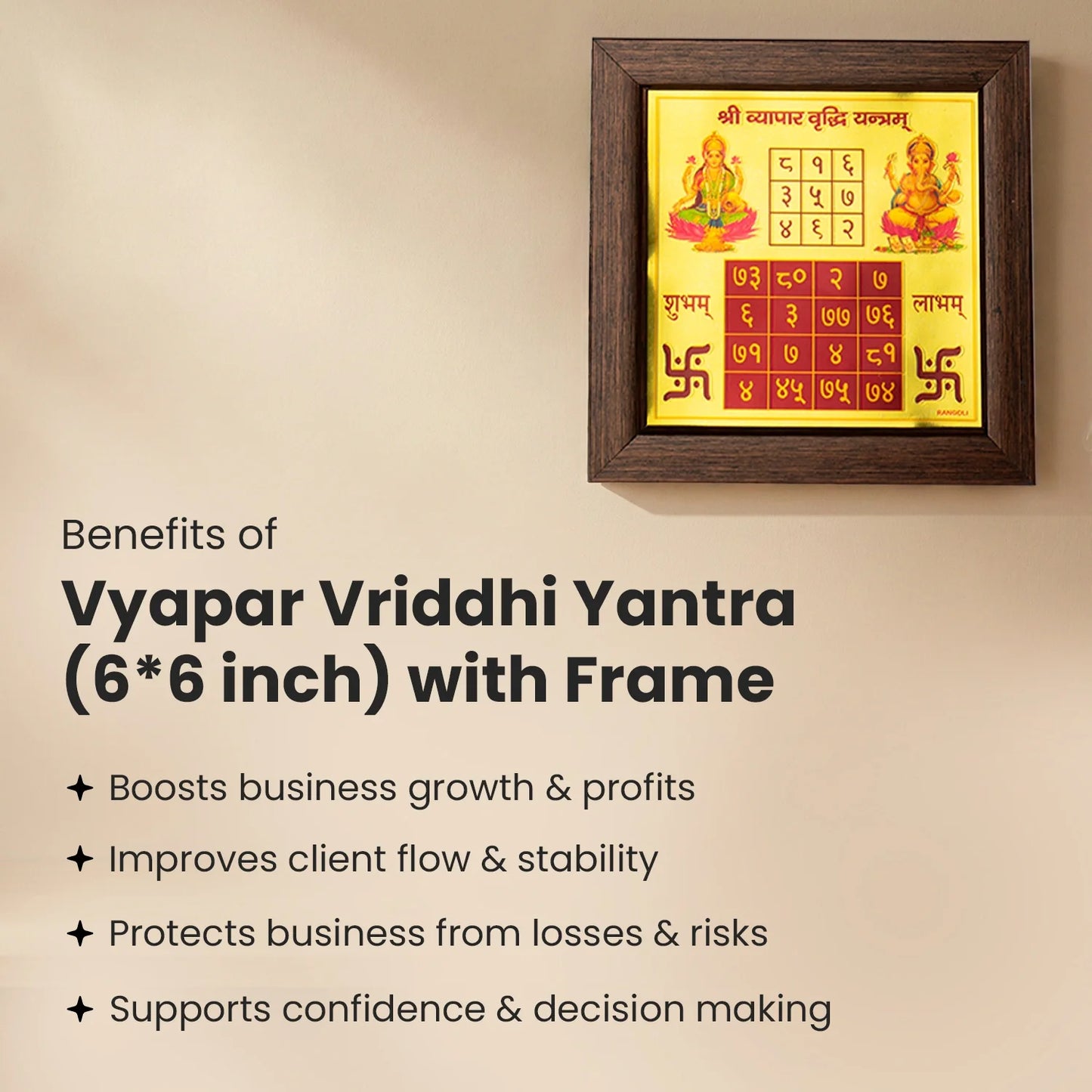 MantraMani® Vyapar Vriddhi Yantra (6×6 inch) with Frame