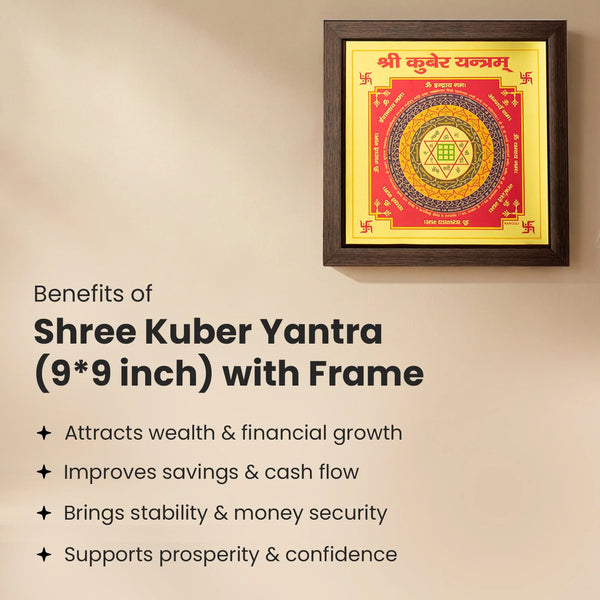 MantraMani® Shree Kuber Yantra (9×9 inch) with Frame