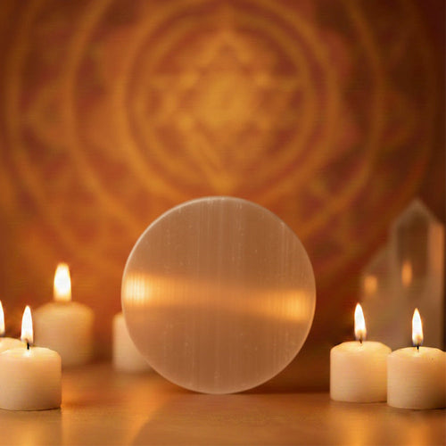 MantraMani SELENITE (Chandramani) – Plate - Cleansing, Charging other crystals,