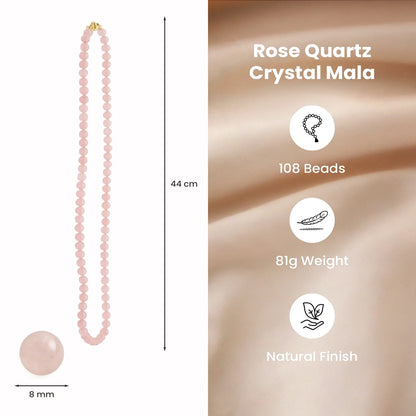 MantraMani® Rose Quartz Mala - 8mm || 108 Beads