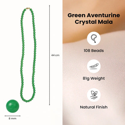 MantraMani® Green Aventurine Mala - 8mm || 108 Beads