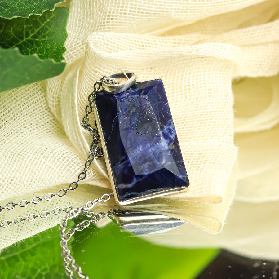 MantraMani® Sodalite Crystal Silver Pendant