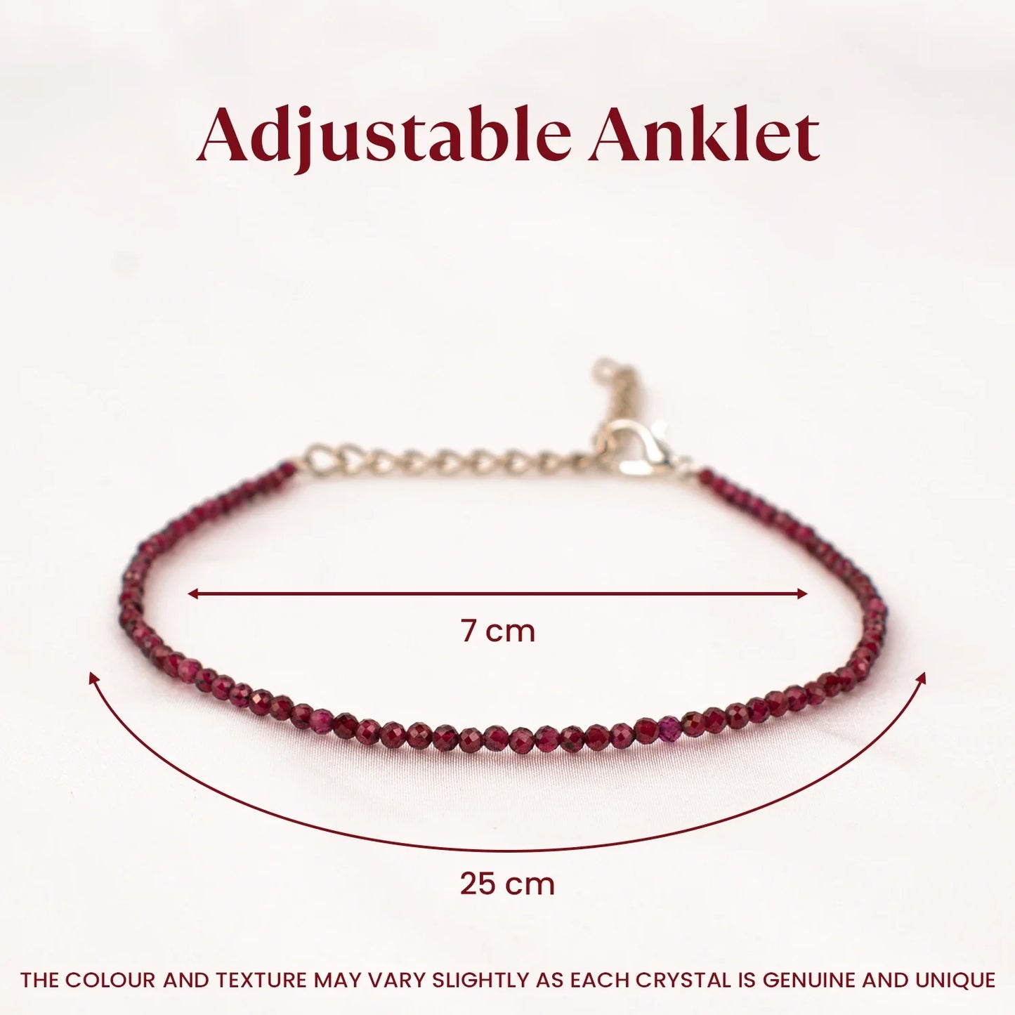 MantraMani® SELENITE & GARNET (Chandramani / Tamra Mani / Rakta Mani) – Anklet &