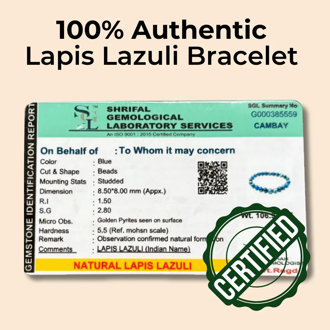 MantraMani® Lapis Lazuli Round 8 mm Bead Bracelet for Harmony & Healing — Wisdom & Truth • Communication • Third Eye Activation | Certified Natural Stone