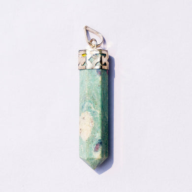 MantraMani® Ruby Zoisite Crystal Point Pendant