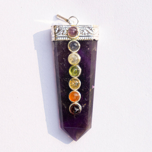 MantraMani Amethyst Crystal Flat Wand Pendant - MantraMani® Authentic Vedic Gemstone