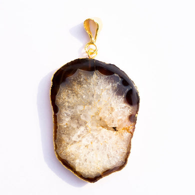 MantraMani® Brown Agate Crystal Slice Pendant