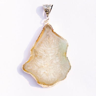 MantraMani® Grey Agate Crystal Slice Pendant