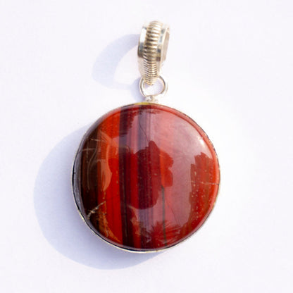 MantraMani Red Tiger's Eye Crystal Round Pendant