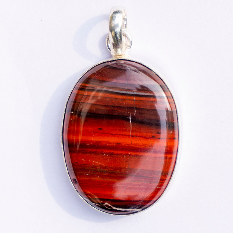 MantraMani Red Tiger's Eye Crystal Oval Pendant