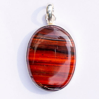 MantraMani Red Tiger's Eye Crystal Oval Pendant
