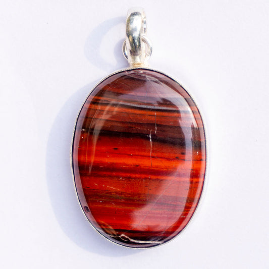 MantraMani Red Tiger's Eye Crystal Oval Pendant - MantraMani® Authentic Vedic Gemstone