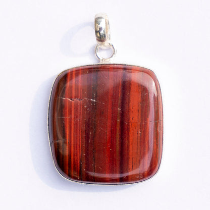 MantraMani Red Tiger's Eye Crystal Square Pendant