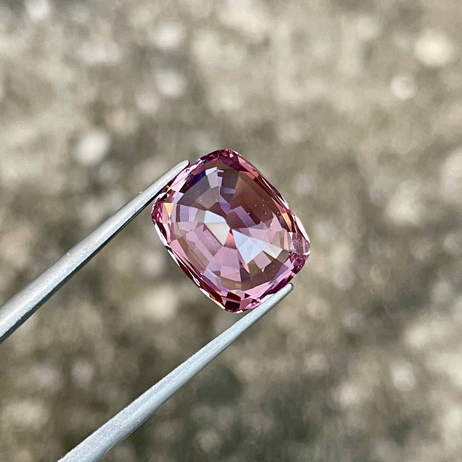 MantraMani® 7.76 Carat Purplish Pink Spinel Cushion Cut Natural Loose Gemstone