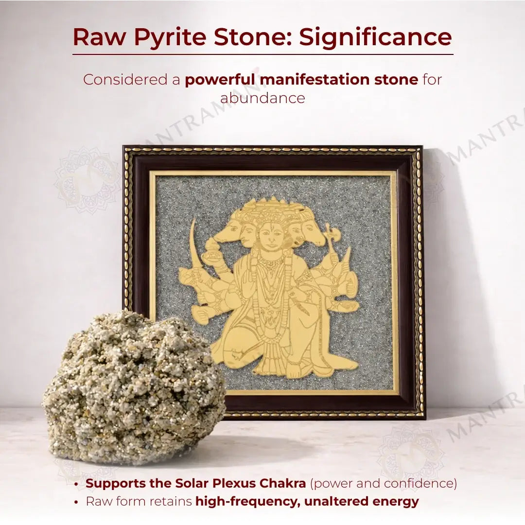 MantraMani® Panchamukhi Hanuman Pyrite Frame for Strength and Protection Combo