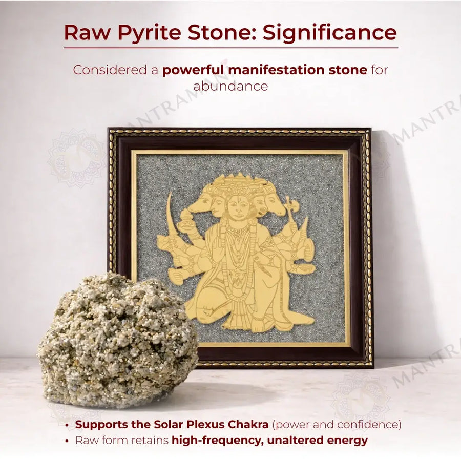 MantraMani® Panchamukhi Hanuman Pyrite Frame for Strength and Protection Combo