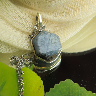 MantraMani® Blue Sapphire Crystal Silver Pendant