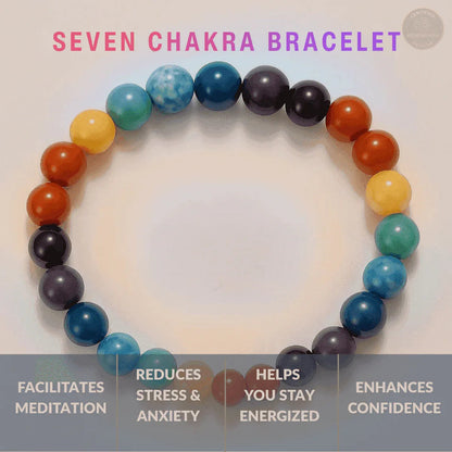 MantraMani® Lava Stone with 7 Chakra Bracelet (Elastic) — Full Chakra Balance • Energy Alignment • Holistic Healing | Certified Natural Stone
