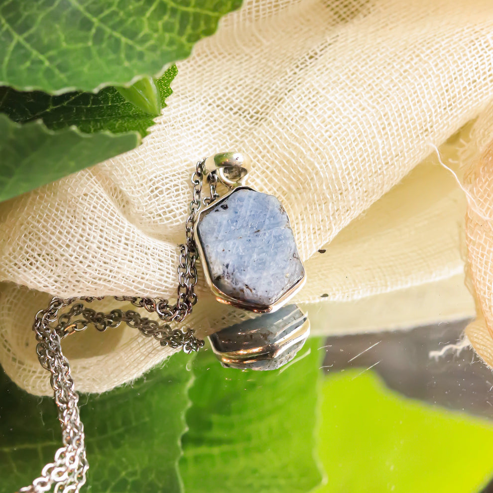 MantraMani® Blue Sapphire Crystal Silver Pendant