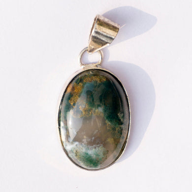 MantraMani® Moss Agate Crystal Oval Pendant