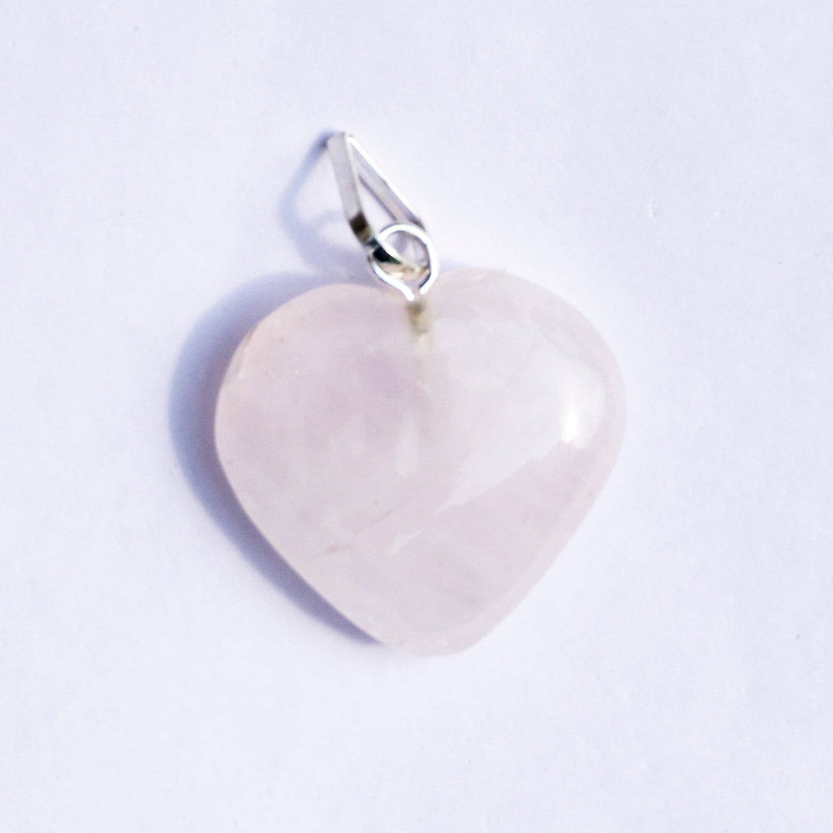 MantraMani Rose Quartz Crystal Heart Pendant