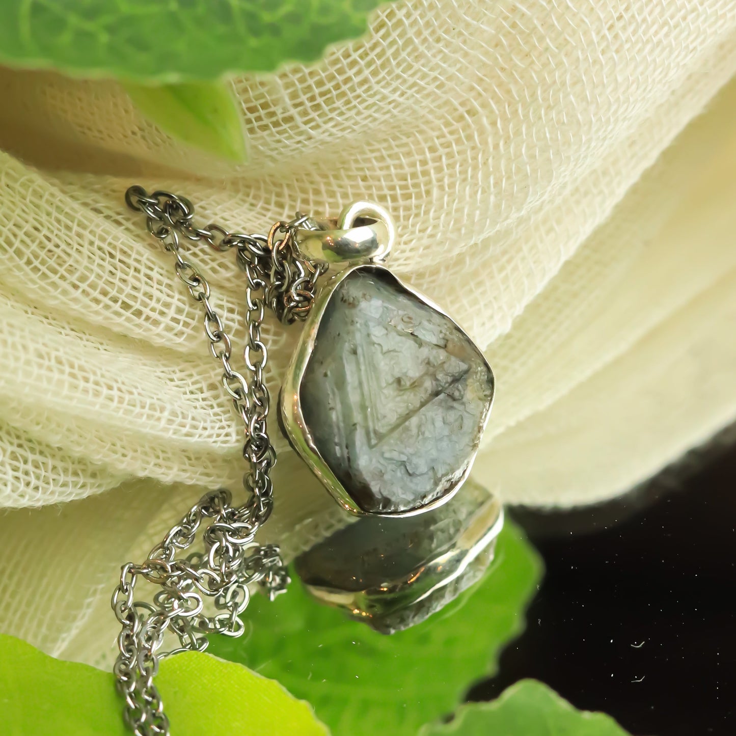 MantraMani® Blue Sapphire Crystal Silver Pendant
